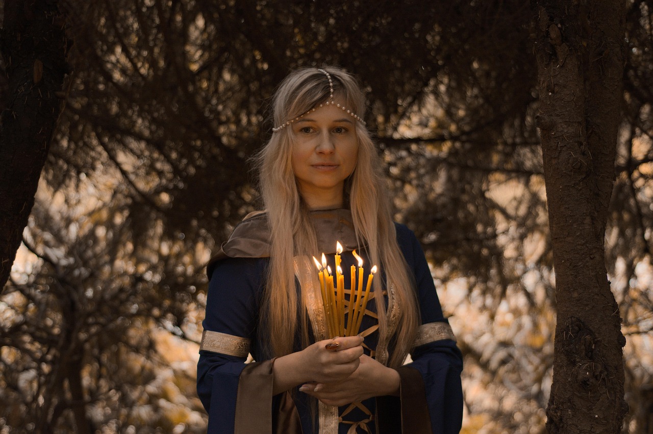 pagan woman dressed in medieval attire