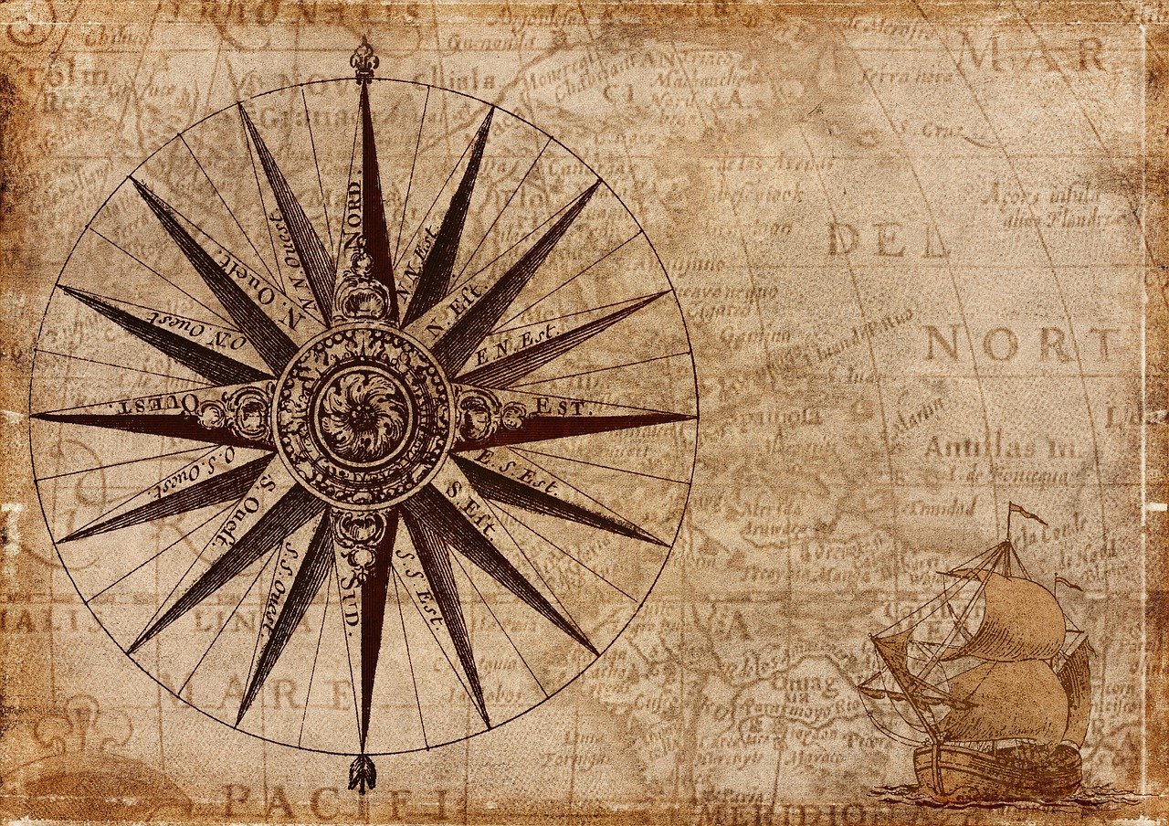 vintage nautical map with compass