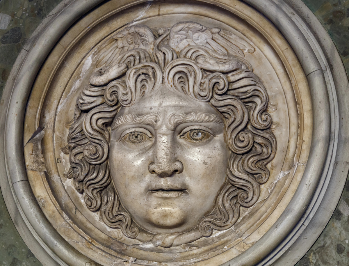 detailed sculpture of medusa's face