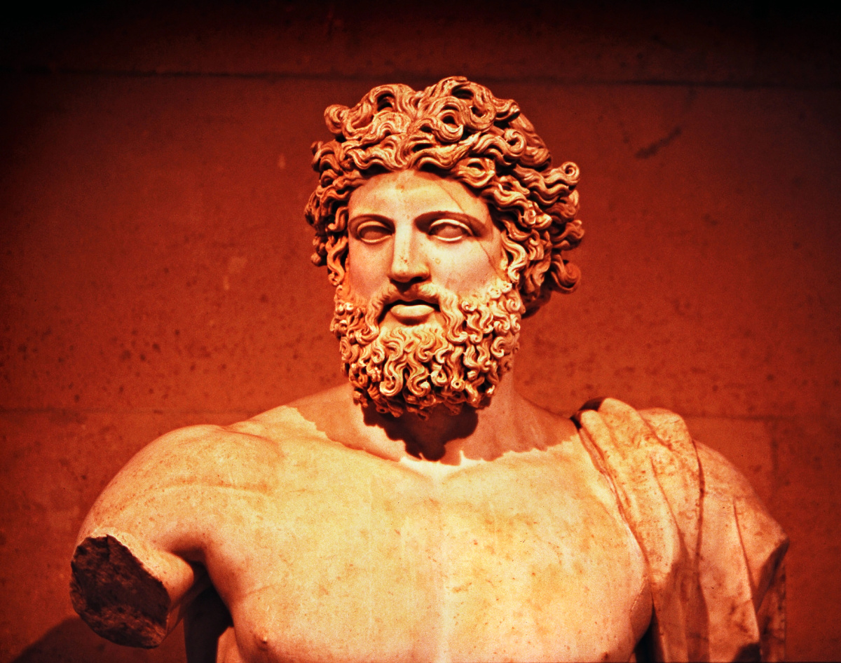 stone bust of zeus