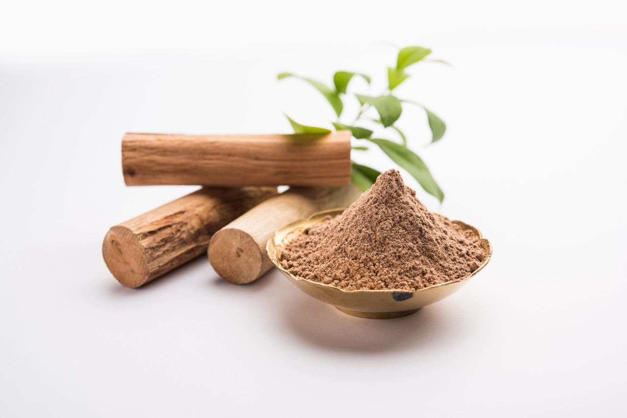 sandalwood sticks and powder adorned with green leaves