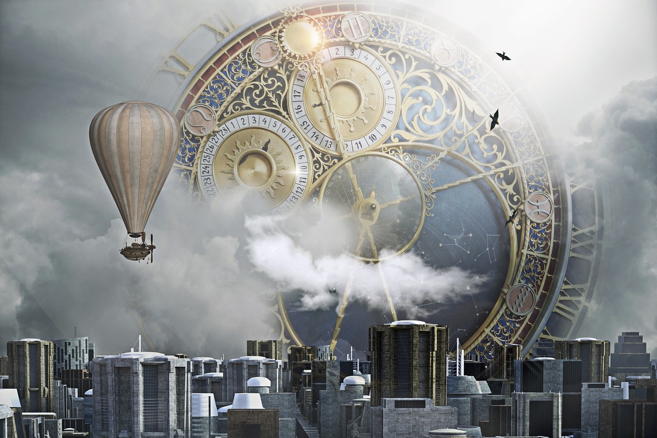 steampunk themed clock city