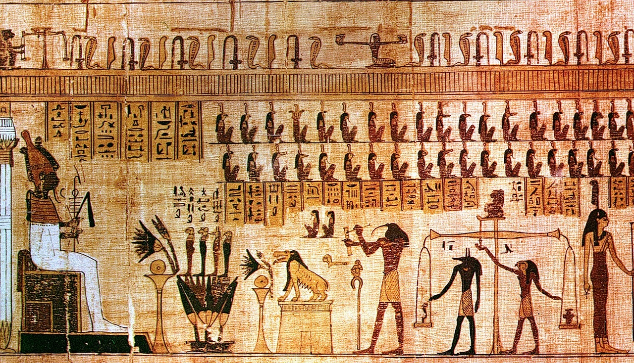 egyptian hieroglyphics on a papyrus scroll