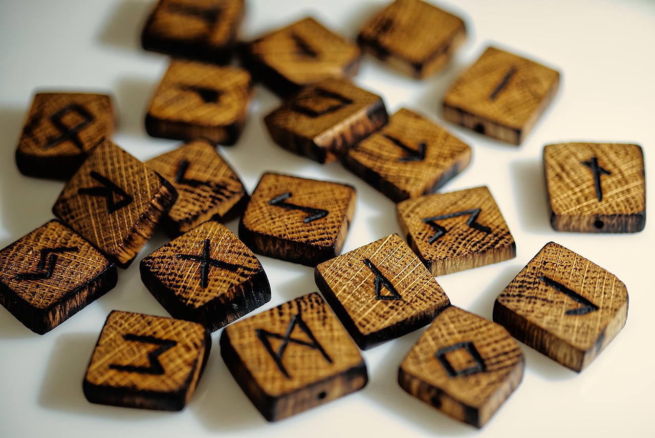 norse rune set made from wood