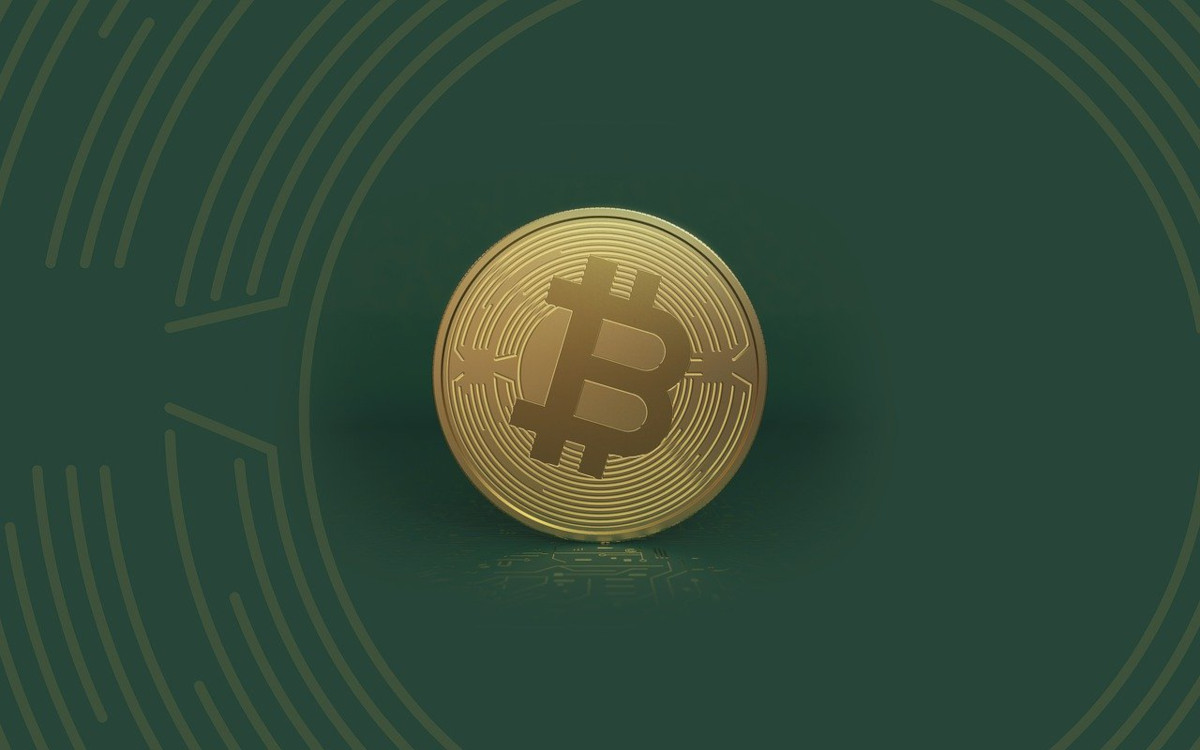 bitcoin art on green background