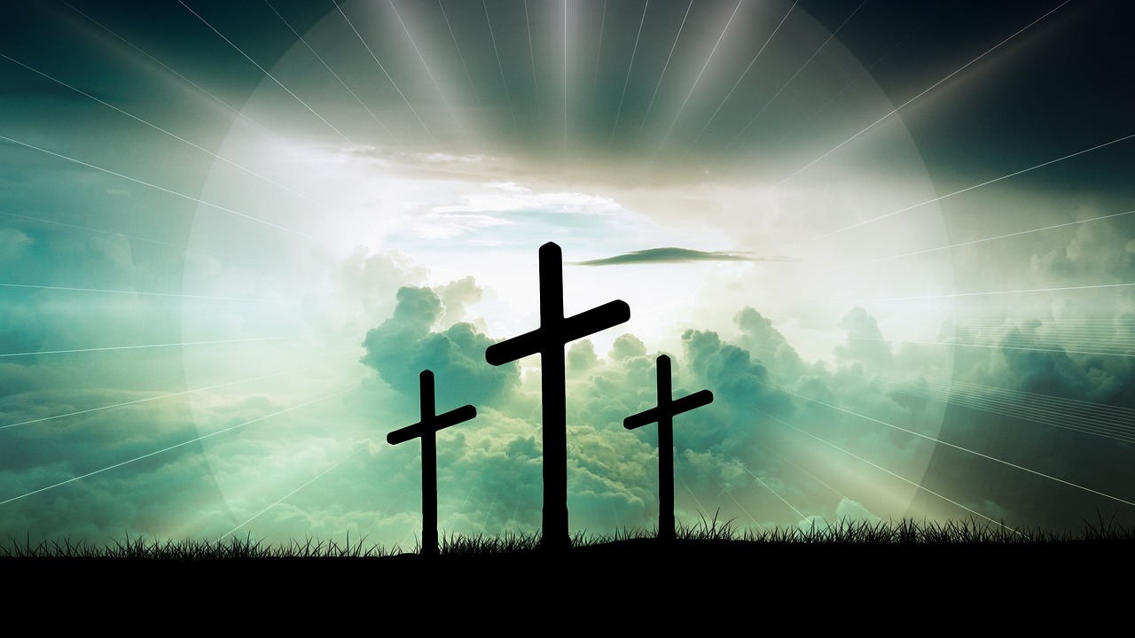 christian crosses and a cloudy sky