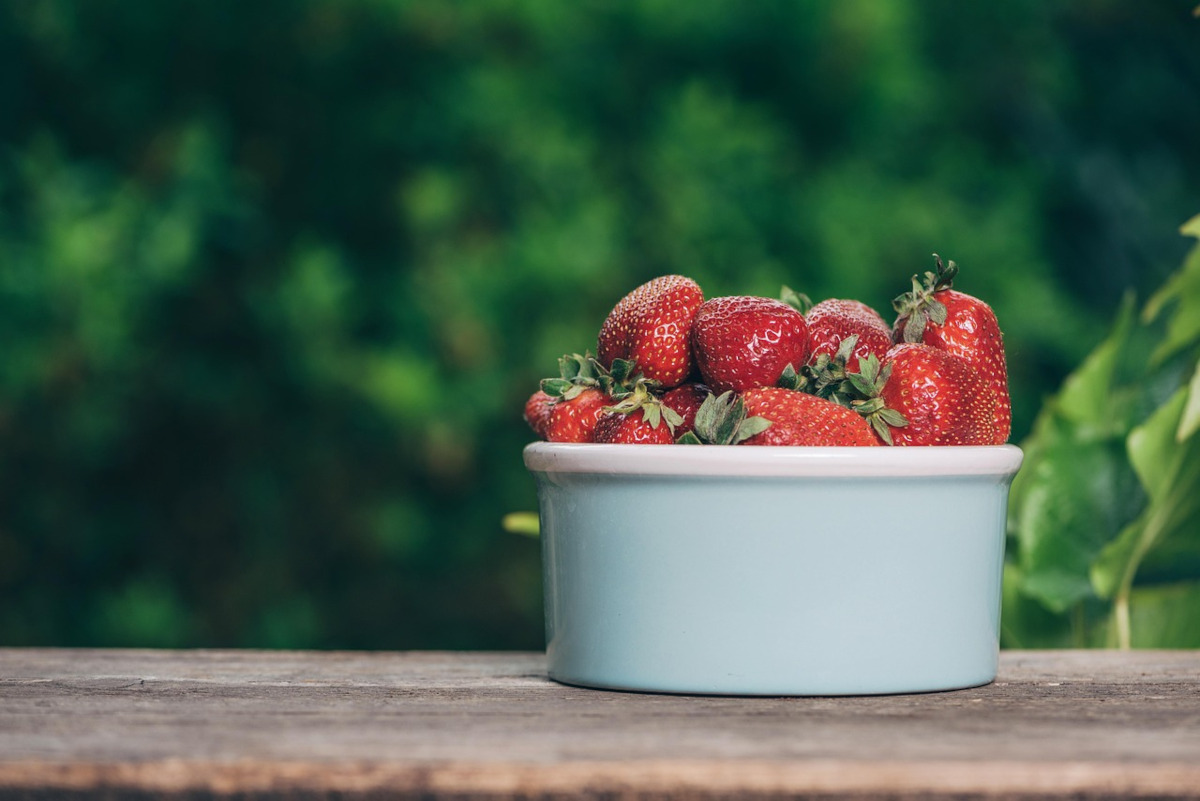 fresh strawberries in a dish