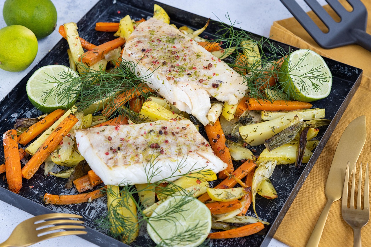 redfish and fried vegetables
